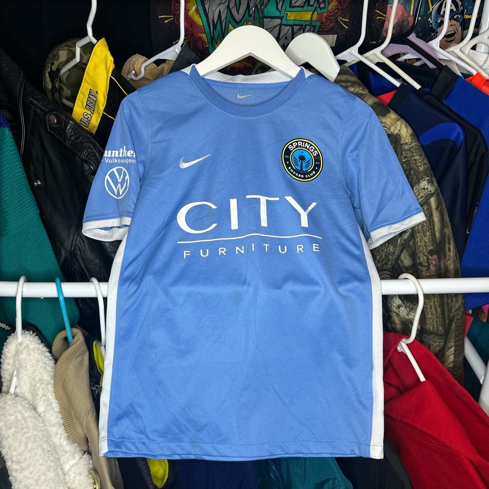 Nike City Furniture Sky Blue Futball Soccer Jersey size Large